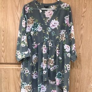Torrid Grey and pink Floral Tunic/Top